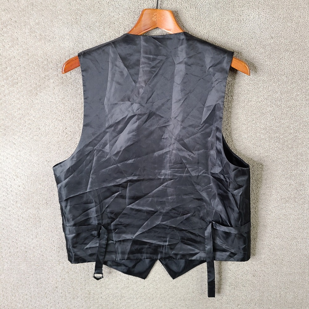 Brand Q Vest Mens Small Black Regular Fit Formal Satin Polyester Prom Wedding - Picture 4 of 7